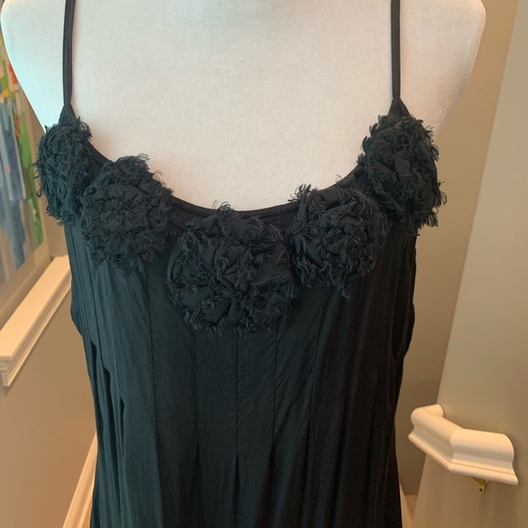 Black bohemian rayon maxi dress. Size 12. - Picture 2 of 11